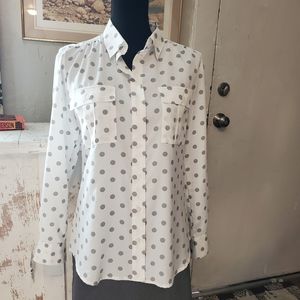 Violet & Claire White & Gray Polka Dot Blouse Small